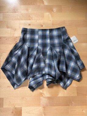 NWT Free People Women's Xia Plaid Handkerchief-Hem Mini Skirt Size Small